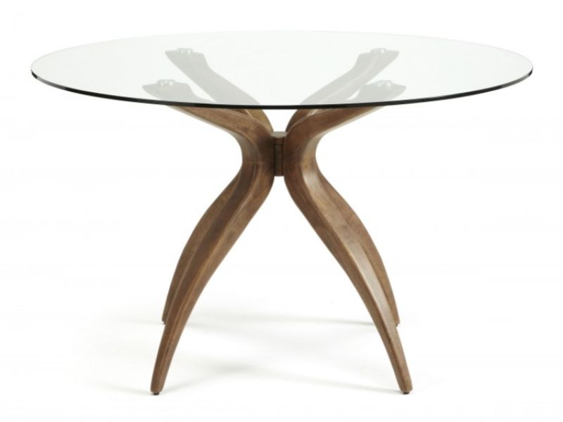 Serene Islington Glass And Walnut Finish Round Dining Table