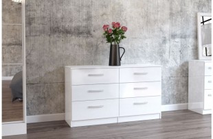 White gloss 6 top chest of drawers