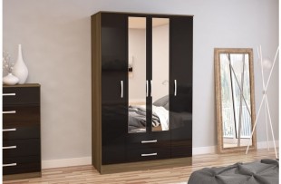 Black 2 door shop wardrobe with drawers