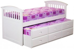 Sweet Dreams Kipling Ruby White 3ft 90cm single wooden captains bed
