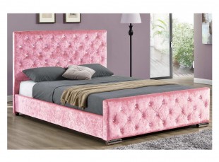 Pink crushed velvet single bed sale