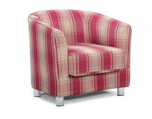 Sleep Design Vegas Red And Cream Fabric Tub Chair by UK Bed Store