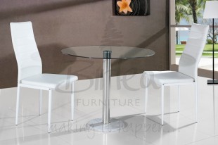 Birlea Romford Glass Dining Table Set With Two Chairs White By Birlea