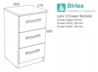 Birlea Lynx Walnut With Black Gloss 3 Drawer Bedside Thumbnail