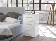 Birlea Lynx White Gloss 3 Drawer Bedside Thumbnail