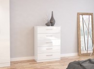 Birlea Lynx White Gloss 5 Drawer Chest of Drawers Thumbnail