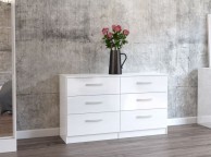 Birlea Lynx White Gloss 6 Drawer Wide Chest of Drawers Thumbnail