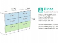 Birlea Lynx White Gloss 6 Drawer Wide Chest of Drawers Thumbnail