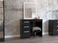 Birlea Lynx Black with Black Gloss 3 Drawer Single Pedestal Dressing Table Thumbnail