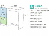 Birlea Lynx Black with White Gloss 3 Drawer Single Pedestal Dressing Table Thumbnail