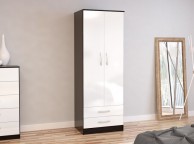 Birlea Lynx Black with White Gloss 2 Door Combi Robe Thumbnail