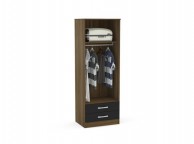 Birlea Lynx Walnut with Black Gloss 2 Door Combi Robe Thumbnail