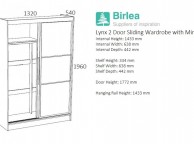 Birlea Lynx Black Gloss Sliding Door Wardrobe with Mirror Thumbnail