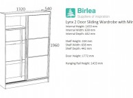 Birlea Lynx White With Grey Gloss Sliding Door Wardrobe with Mirror Thumbnail