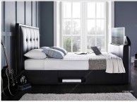 Kaydian Cartmel 5ft Kingsize Black Leather TV Bed Thumbnail