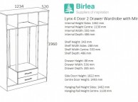 Birlea Lynx Walnut With Black Gloss 4 Door 2 Drawer Wardrobe With Centre Mirrors Thumbnail