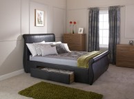 GFW Alabama 5ft Kingsize Black Faux Leather Storage Bed Frame Thumbnail