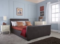 GFW Hannover 5ft Kingsize Brown Faux Leather Bed Thumbnail