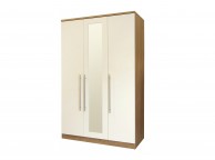 GFW Keswick 3 Door Cream Gloss Wardrobe With Mirrors Thumbnail