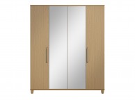 KT Deco Oak 4 Door Mirrored Wardrobe Thumbnail