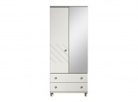 KT Geo White 2 Door Mirrored Gents Wardrobe Thumbnail