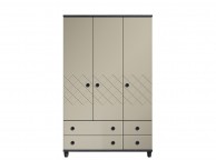 KT Geo Soft Grey And Black 3 Door Gents Wardrobe Thumbnail
