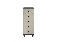 KT Geo Soft Grey And Black 5 Drawer Narrow Chest Thumbnail