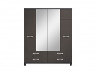 KT Moda Graphite And Black 4 Door Mirrored Gents Wardrobe Thumbnail