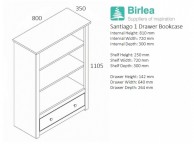 Birlea Santiago 1 Drawer Bookcase Thumbnail