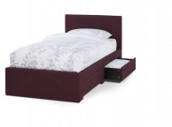 Serene Scarlett 3ft Single Plum Fabric Bed With Drawers Thumbnail