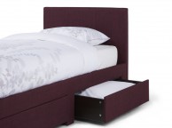 Serene Scarlett 3ft Single Plum Fabric Bed With Drawers Thumbnail