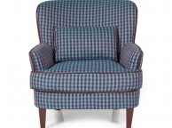 Serene Moffat Blue Fabric Check Chair Thumbnail