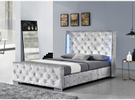 Sleep Design Dorchester 5ft Kingsize Crushed Silver Velvet LED Bed Frame Thumbnail