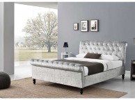 Sleep Design St James 4ft6 Double Crushed Silver Velvet Ottoman Bed Frame Thumbnail