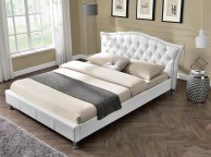 Sleep Design Georgia 4ft6 Double White Faux Leather Bed Frame Thumbnail