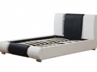 Sleep Design Sorrento 4ft6 Double White With Black Faux Leather Bed Frame Thumbnail