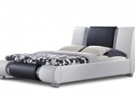Sleep Design Sorrento 4ft6 Double White With Black Faux Leather Bed Frame Thumbnail