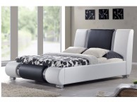 Sleep Design Sorrento 4ft6 Double White With Black Faux Leather Bed Frame Thumbnail