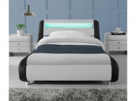 Sleep Design Barcelona 3ft Single Black And White Faux Leather Bed Frame With LED Lights Thumbnail