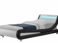 Sleep Design Barcelona 3ft Single Black And White Faux Leather Bed Frame With LED Lights Thumbnail