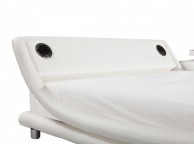 Sleep Design Madrid 5ft Kingsize White Faux Leather Bed Frame With Bluetooth Speakers Thumbnail