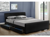 Sleep Design Venetian 4ft6 Double Black Faux Leather Storage Bed Frame Thumbnail