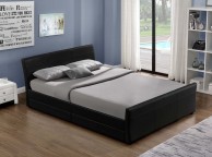 Sleep Design Venetian 4ft6 Double Black Faux Leather Storage Bed Frame Thumbnail