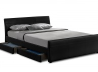 Sleep Design Venetian 4ft6 Double Black Faux Leather Storage Bed Frame Thumbnail