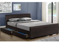 Sleep Design Venetian 4ft6 Double Brown Faux Leather Storage Bed Frame Thumbnail