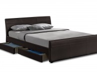 Sleep Design Venetian 4ft6 Double Brown Faux Leather Storage Bed Frame Thumbnail