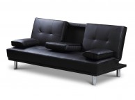 Sleep Design Manhattan Black Faux Leather Sofa Bed Thumbnail