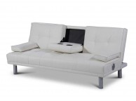 Sleep Design Manhattan White Faux Leather Sofa Bed With Bluetooth Speakers Thumbnail