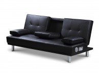 Sleep Design Manhattan Black Faux Leather Sofa Bed With Bluetooth Speakers Thumbnail