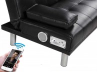 Sleep Design Manhattan Black Faux Leather Sofa Bed With Bluetooth Speakers Thumbnail